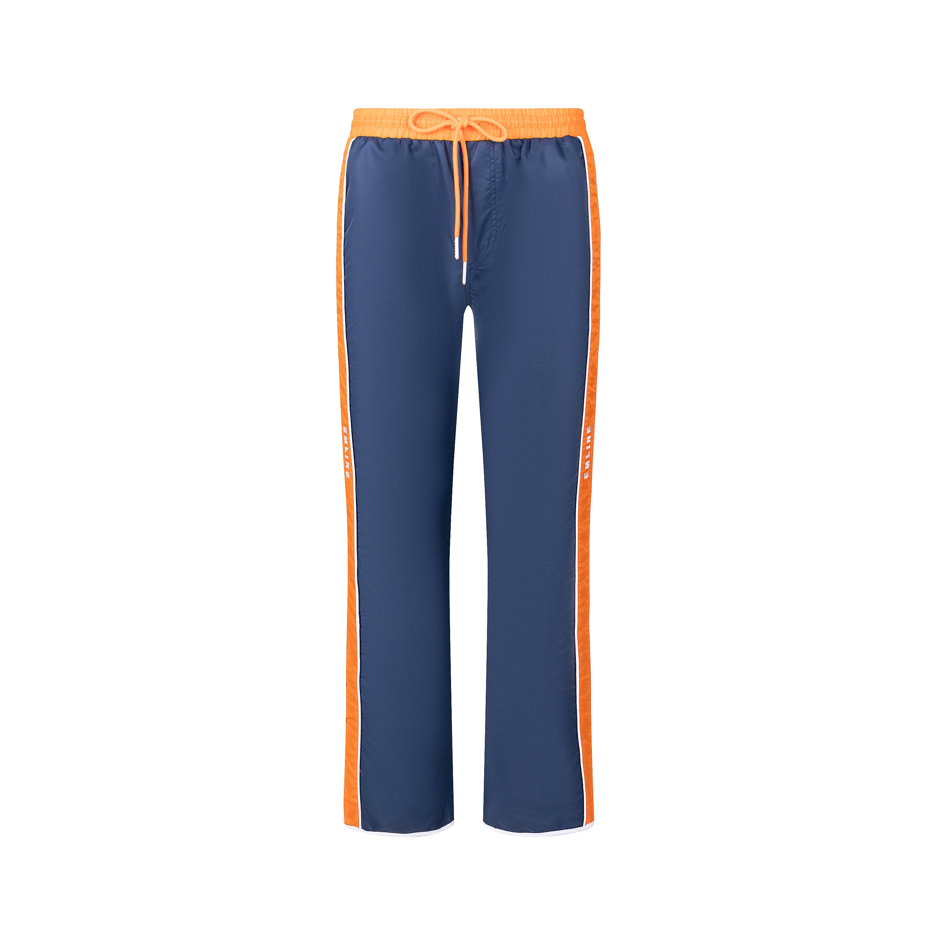 【0104】enliven pants Satin Windbreaker Pants - Navy/Orange