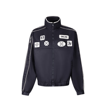Satin Windbreaker Top - Black