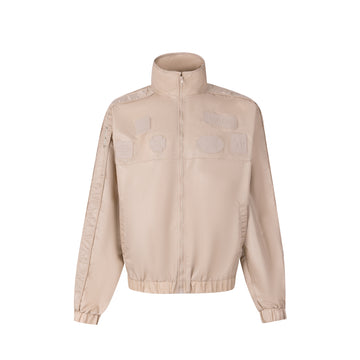 Satin Windbreaker Top - Light Khaki