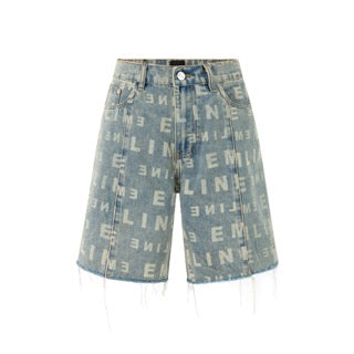 Logo Denim Shorts - Apricot/White