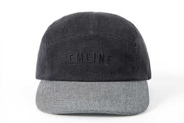 Logo Denim 5 Panel Hat - Ash Black