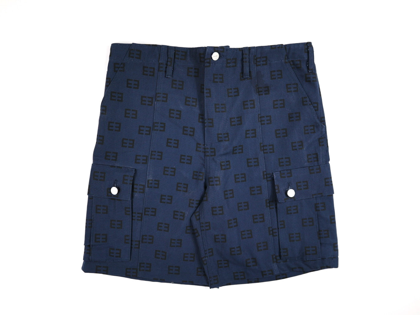Monogram Logo Cargo Shorts - Navy