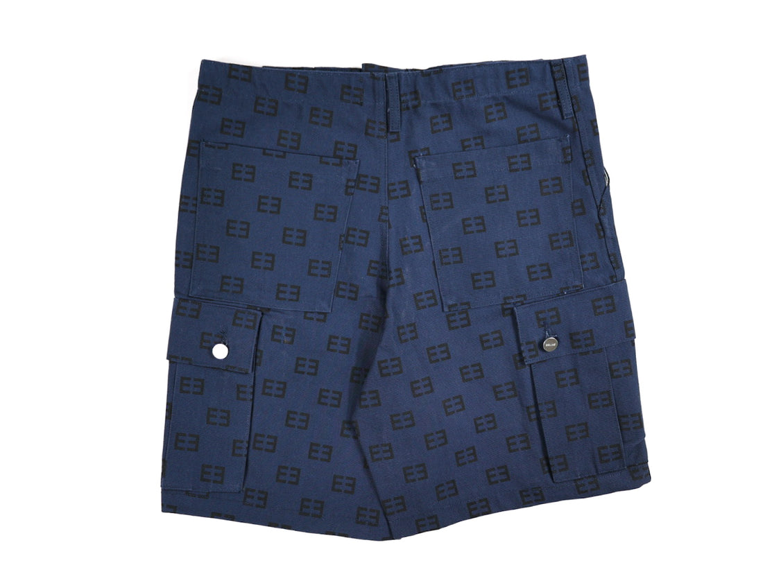 Monogram Logo Cargo Shorts - Navy