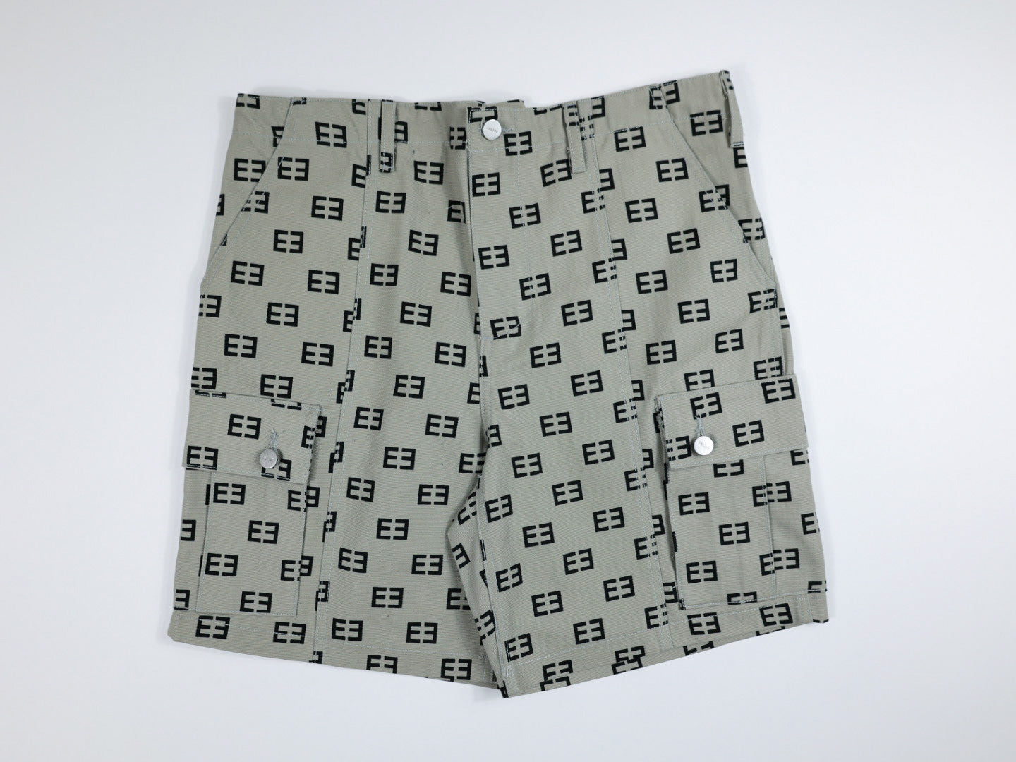 Monogram Logo Cargo Shorts - Light Gray