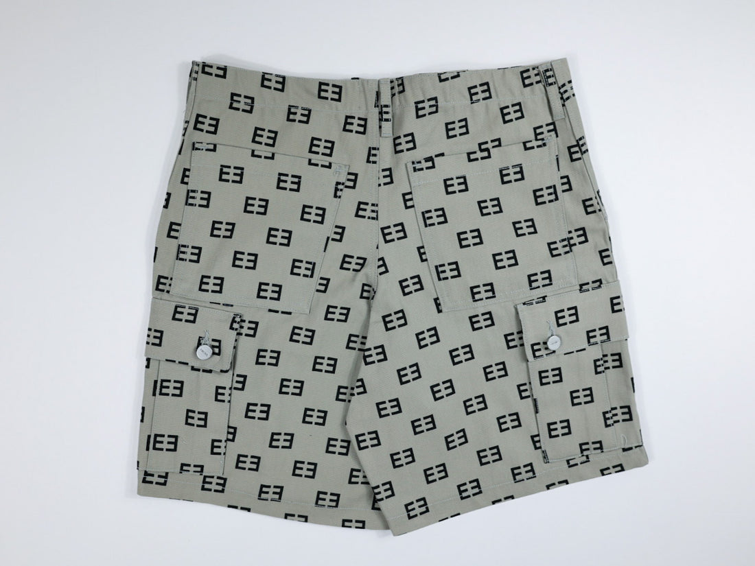 Monogram Logo Cargo Shorts - Light Gray