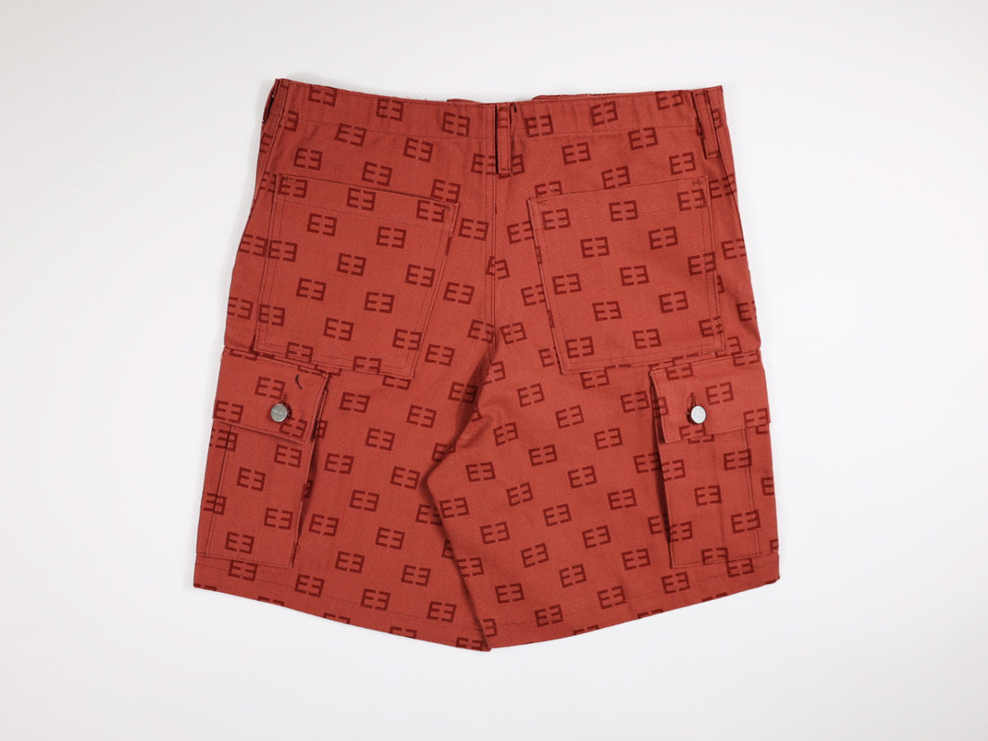 Monogram Logo Cargo Shorts - Rust Red
