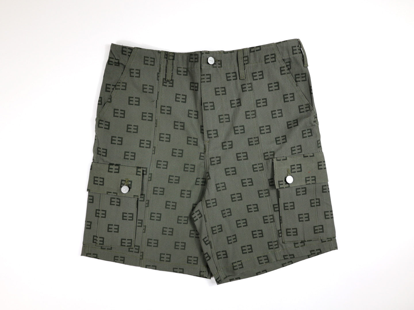 Monogram Logo Cargo Shorts - Olive