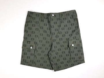 Monogram Logo Cargo Shorts - Olive