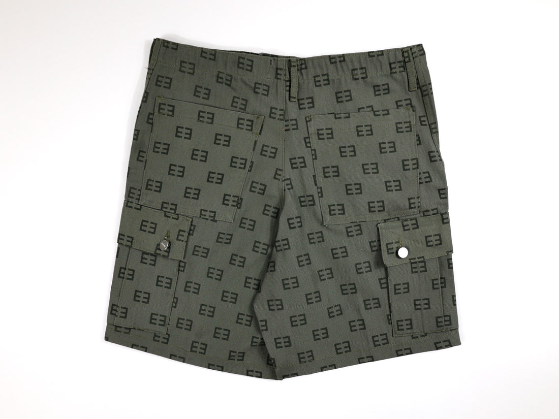 Monogram Logo Cargo Shorts - Olive