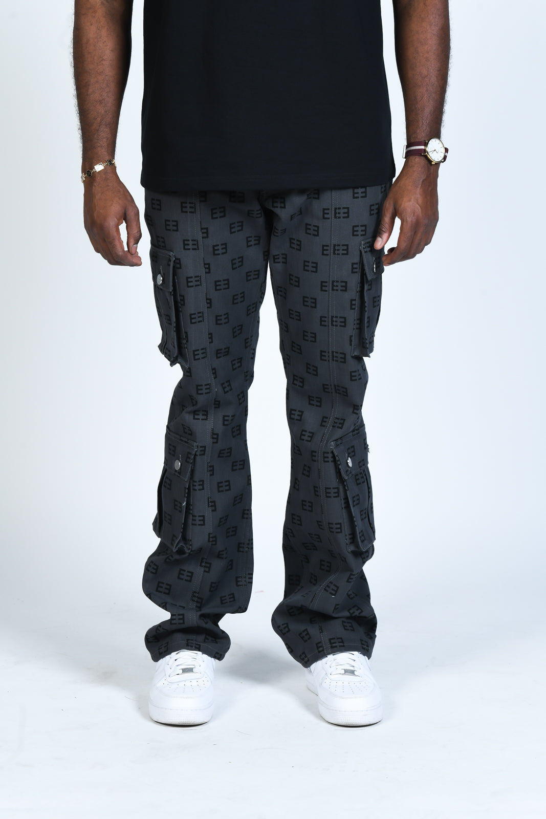 Monogram Logo Cargos - Smoke Gray