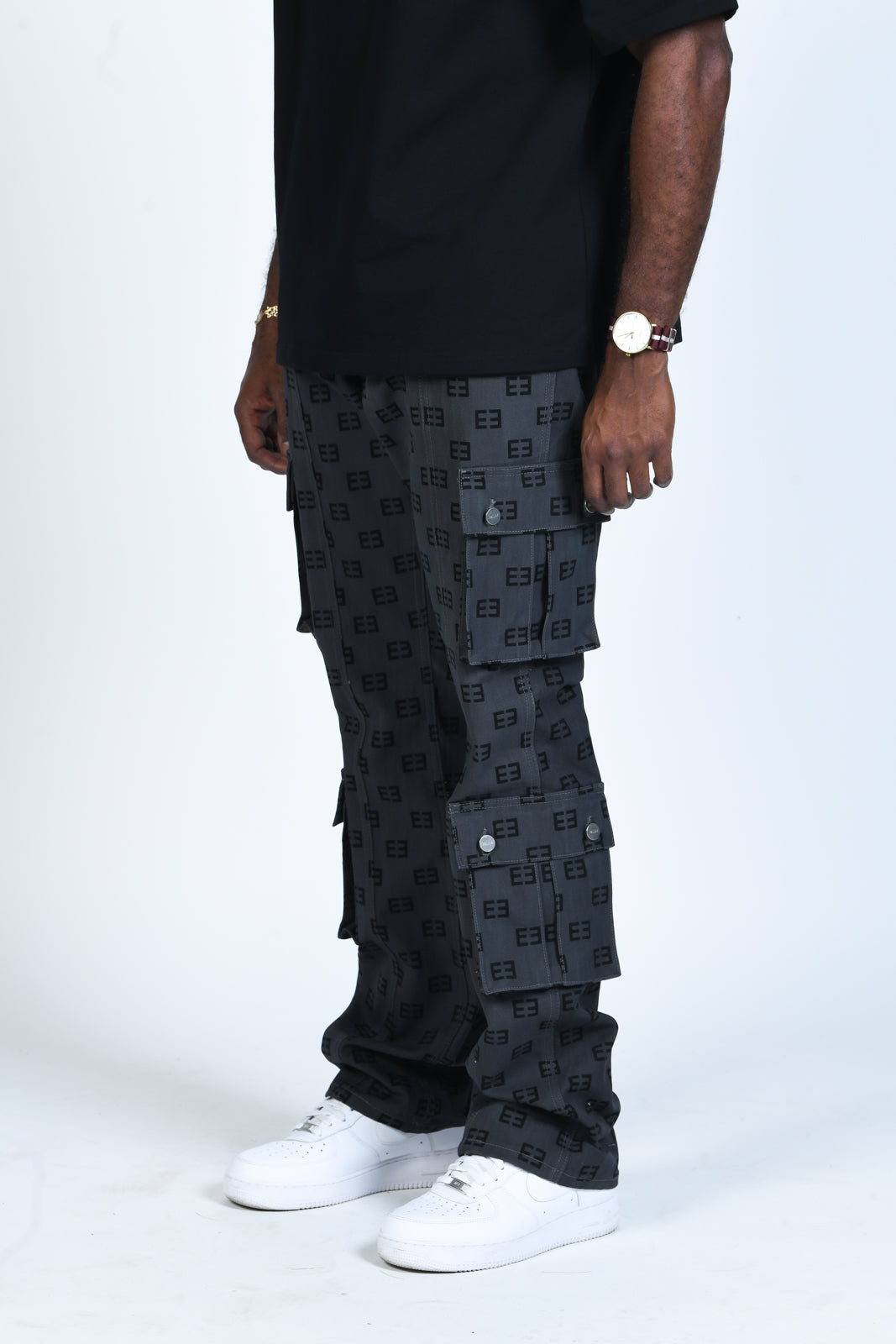 Monogram Logo Cargos - Smoke Gray