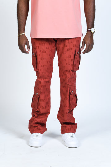 Monogram Logo Cargos - Rust Red