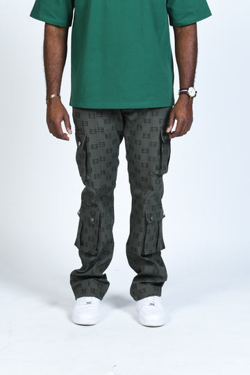 Monogram Logo Cargos - Olive