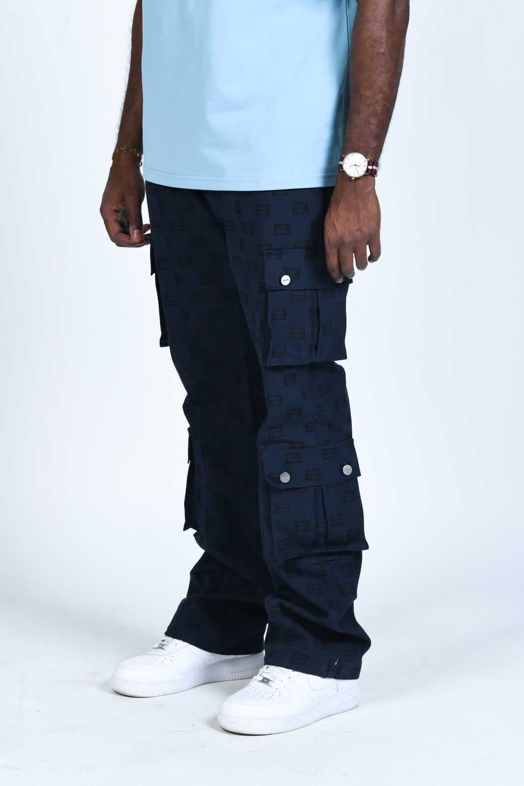 Monogram Logo Cargos - Navy