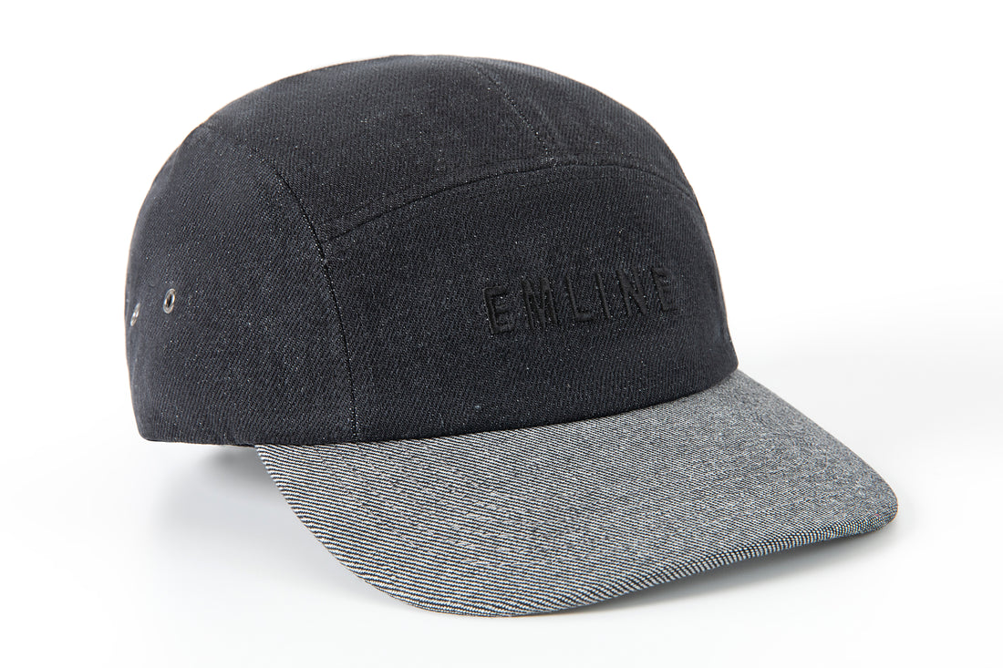 Logo Denim 5 Panel Hat - Ash Black