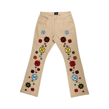 Multi Flower Pants - Cream
