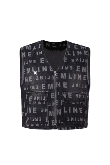 Logo Denim Vest - Black/Gray