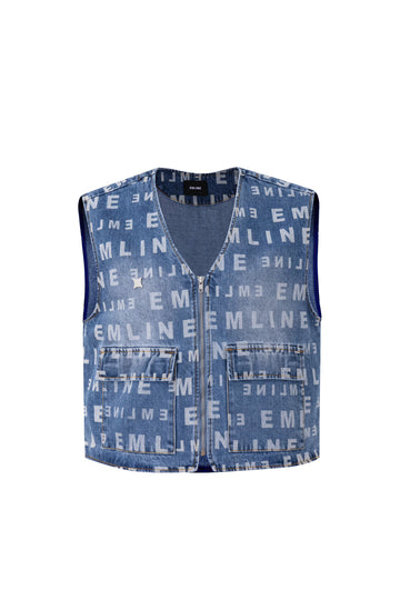 Logo Denim Vest - Blue