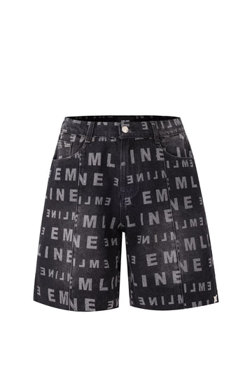 Logo Denim Shorts - Black/Gray
