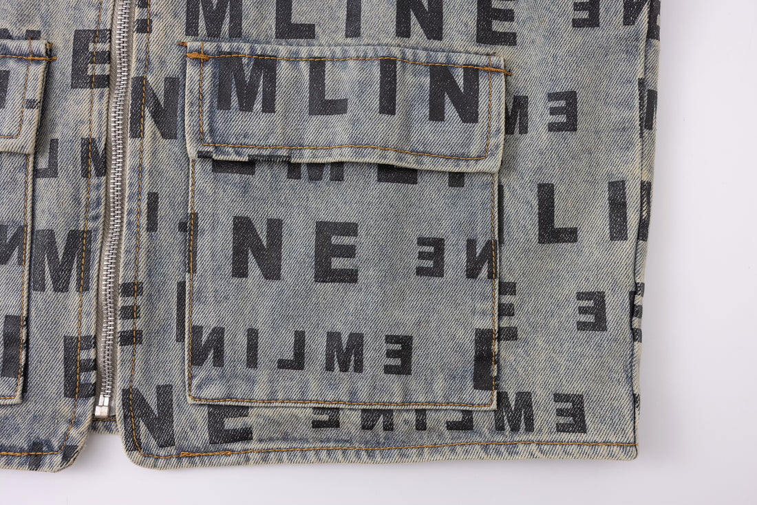 Logo Denim Vest - Apricot