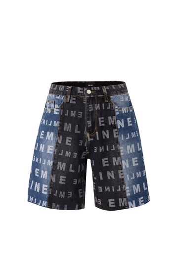 Logo Denim Shorts - Black/Blue