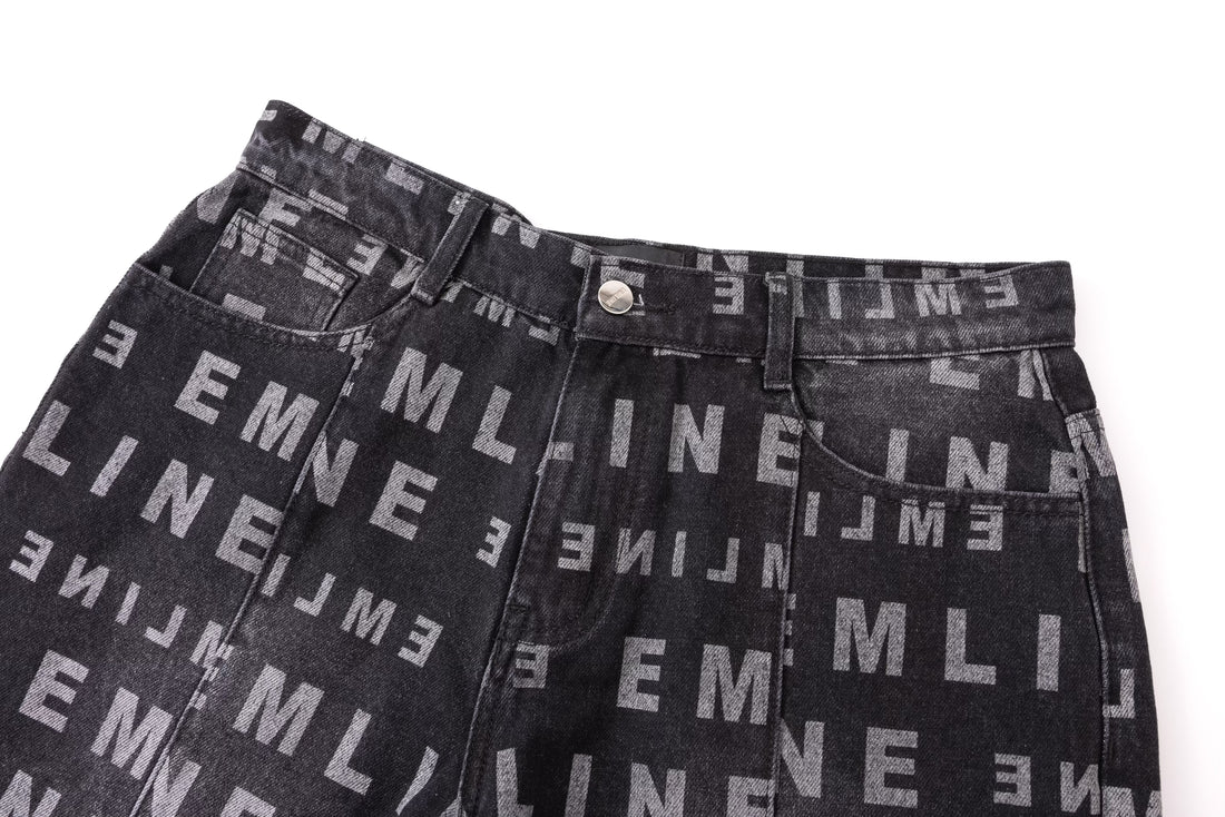Logo Denim Shorts - Black/Gray