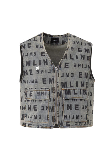 Logo Denim Vest - Apricot