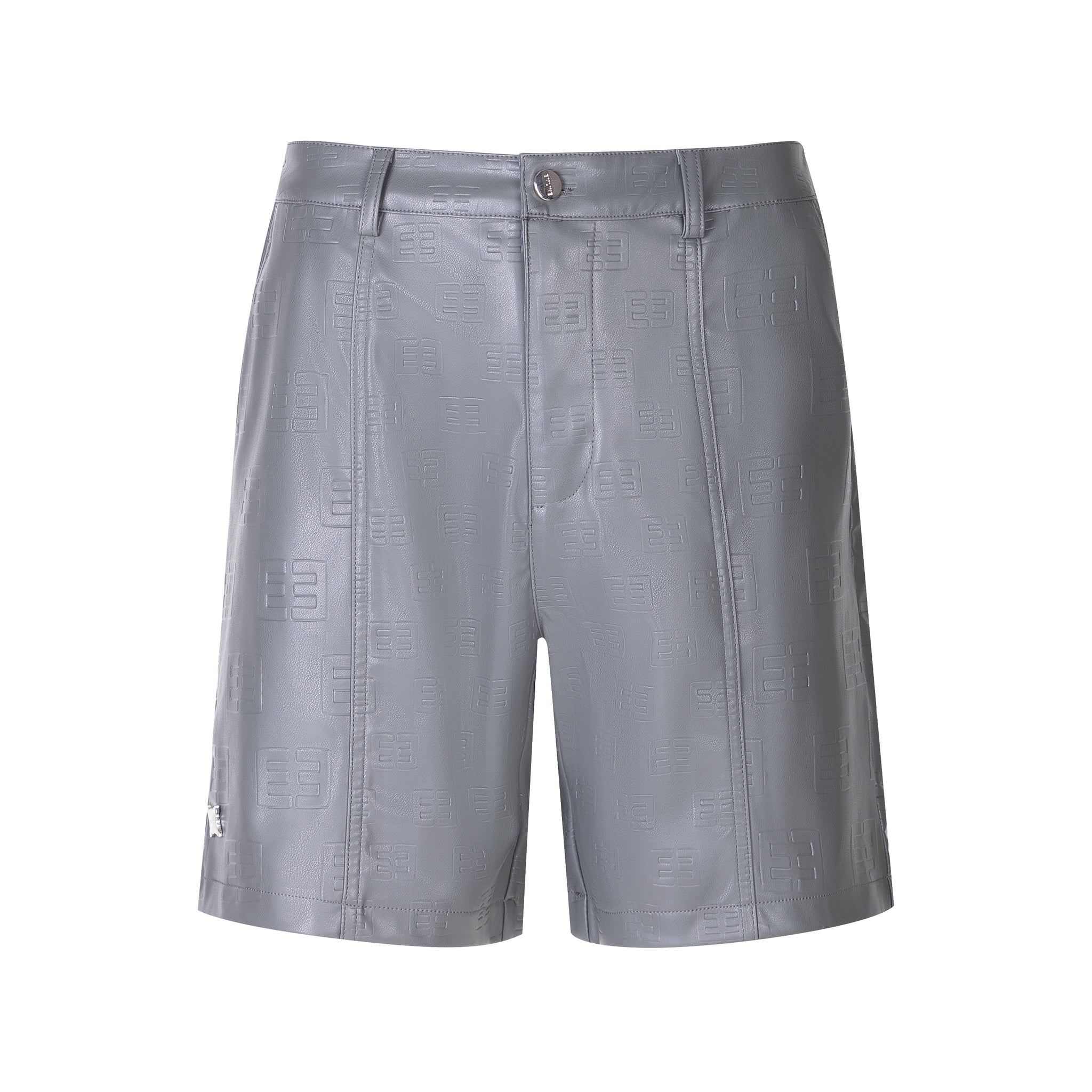 Logo Leather Shorts - Gray