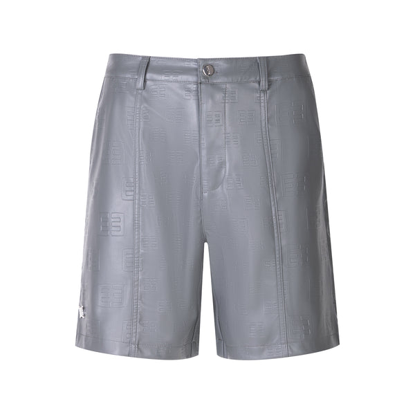 Logo Leather Shorts - Gray