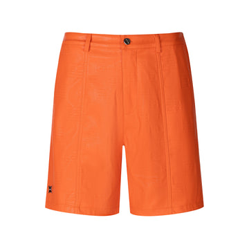 Logo Leather Shorts - Orange