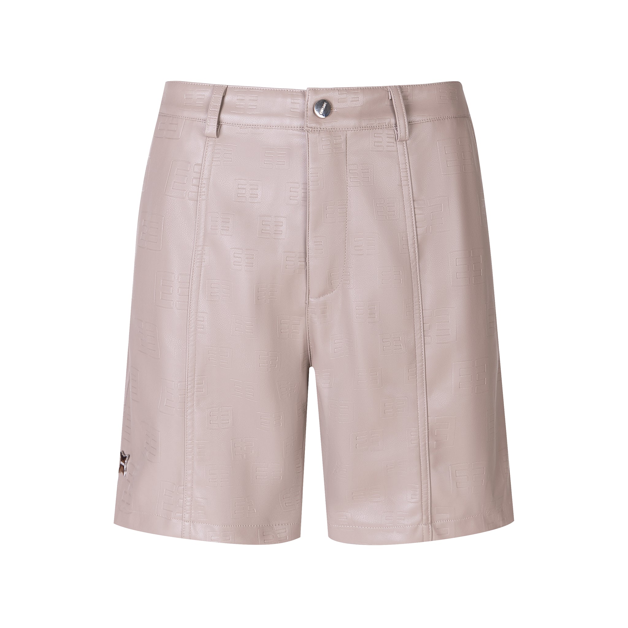 Logo Leather Shorts - Taupe