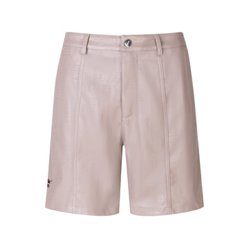 Logo Leather Shorts - Taupe