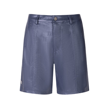 Logo Leather Shorts - Navy