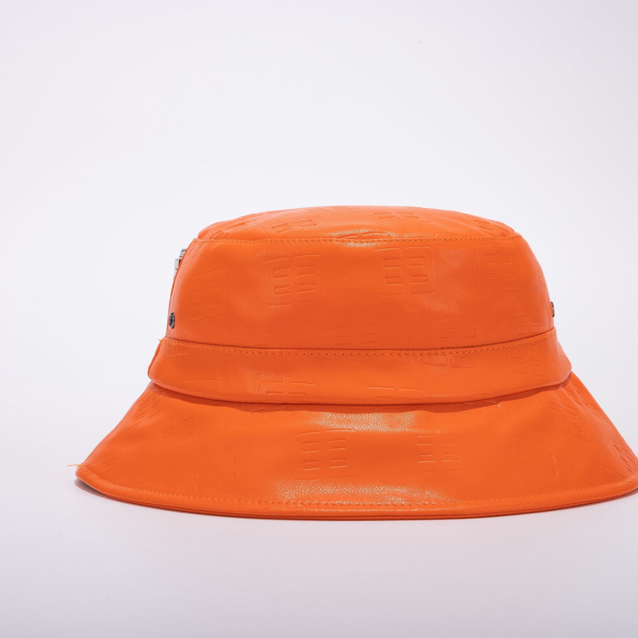 Leather Monogram Bucket Hat- Orange