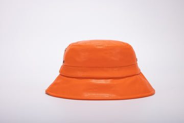 Leather Monogram Bucket Hat- Orange