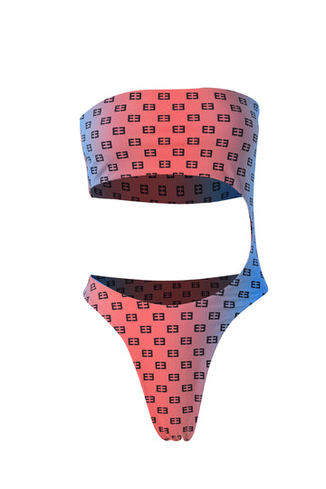 Bathing Suit 003 - Peach/Blue