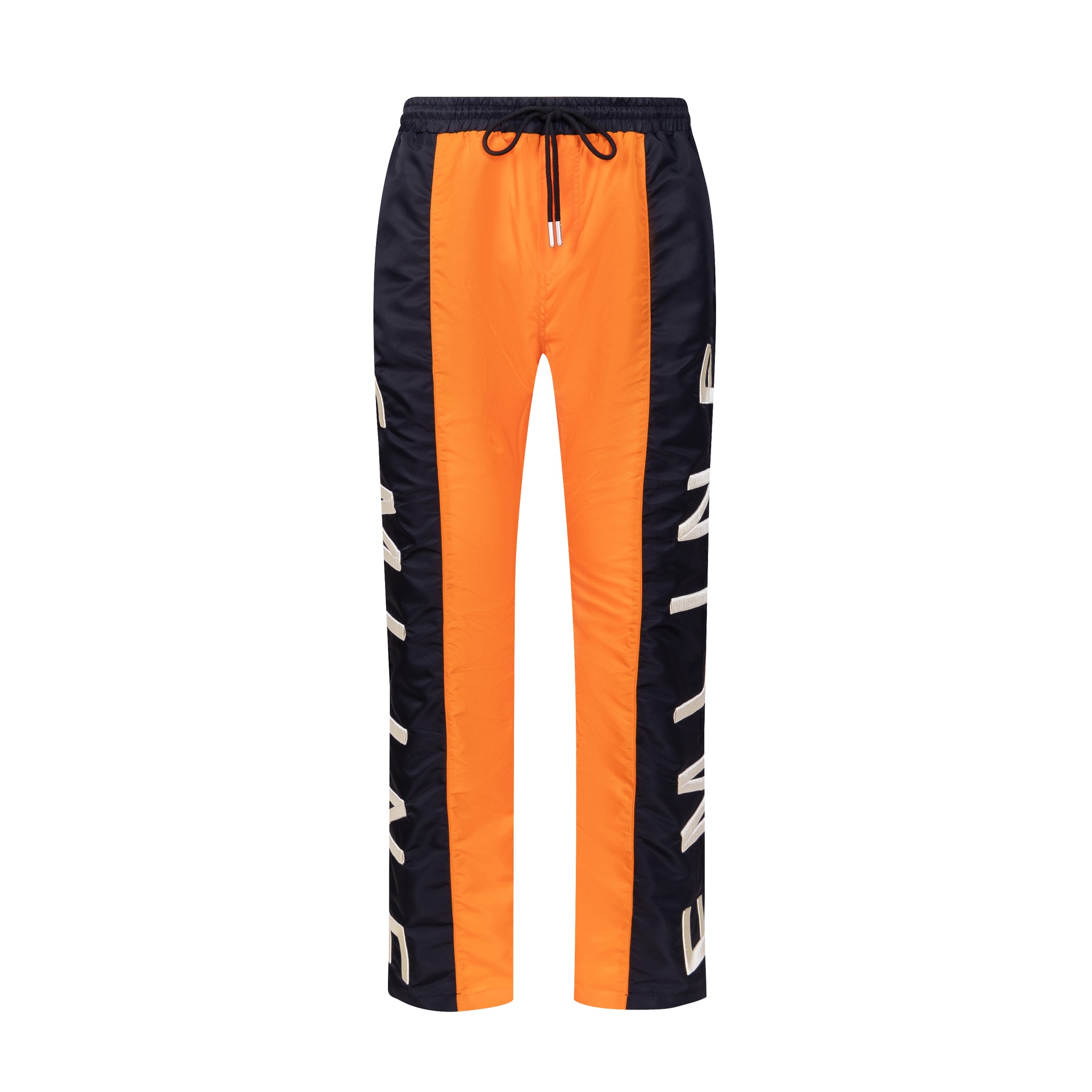 Satin Windbreaker Pants - Black/Orange