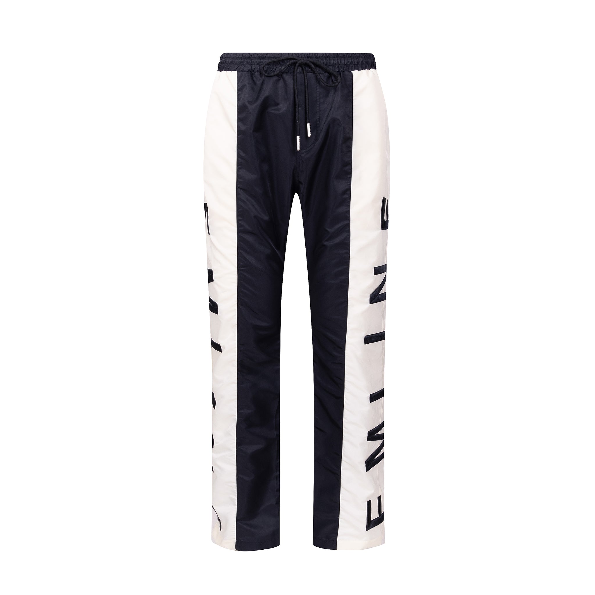 Satin Windbreaker Pants - Black/Cream