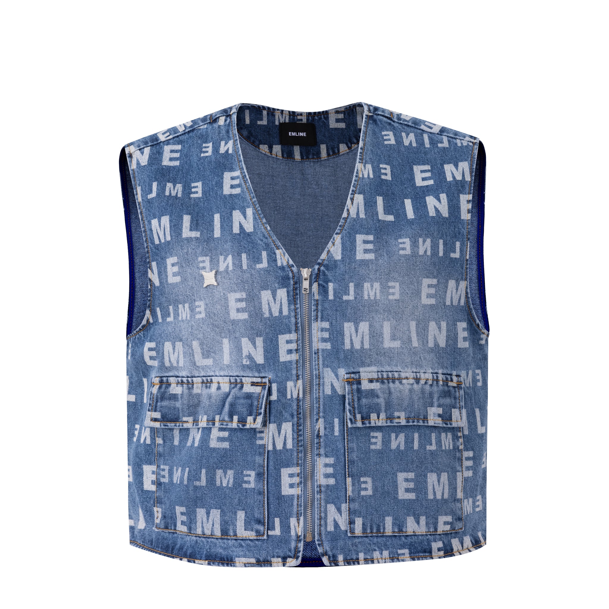 Logo Denim Vest - Blue