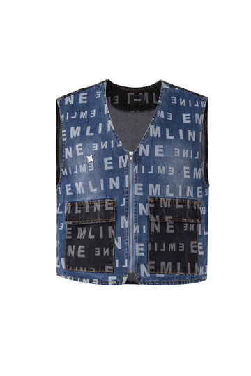 Logo Denim Vest - Blue/Black