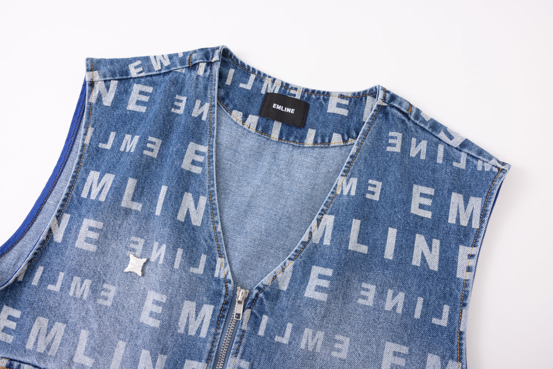 Logo Denim Vest - Blue
