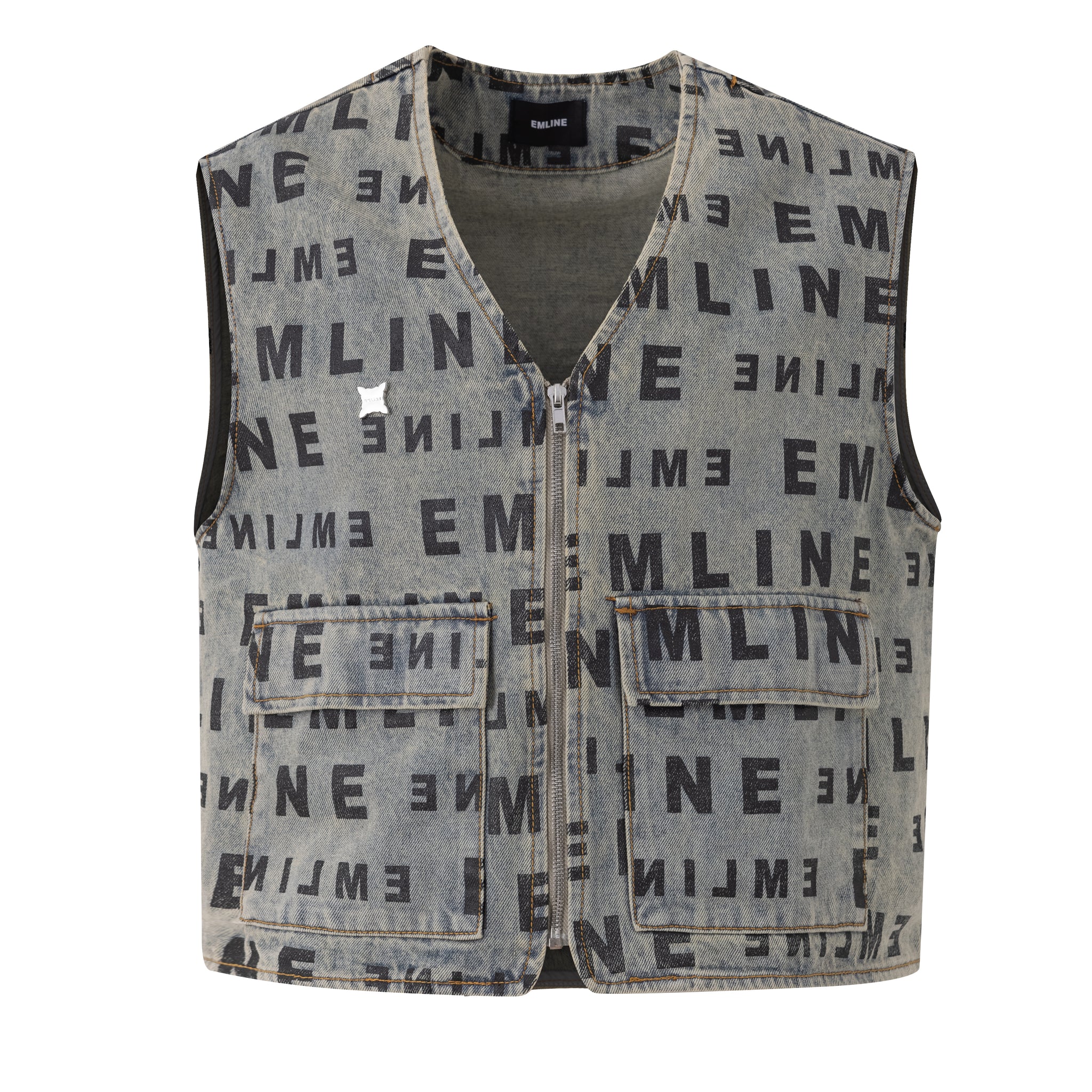 Logo Denim Vest - Apricot