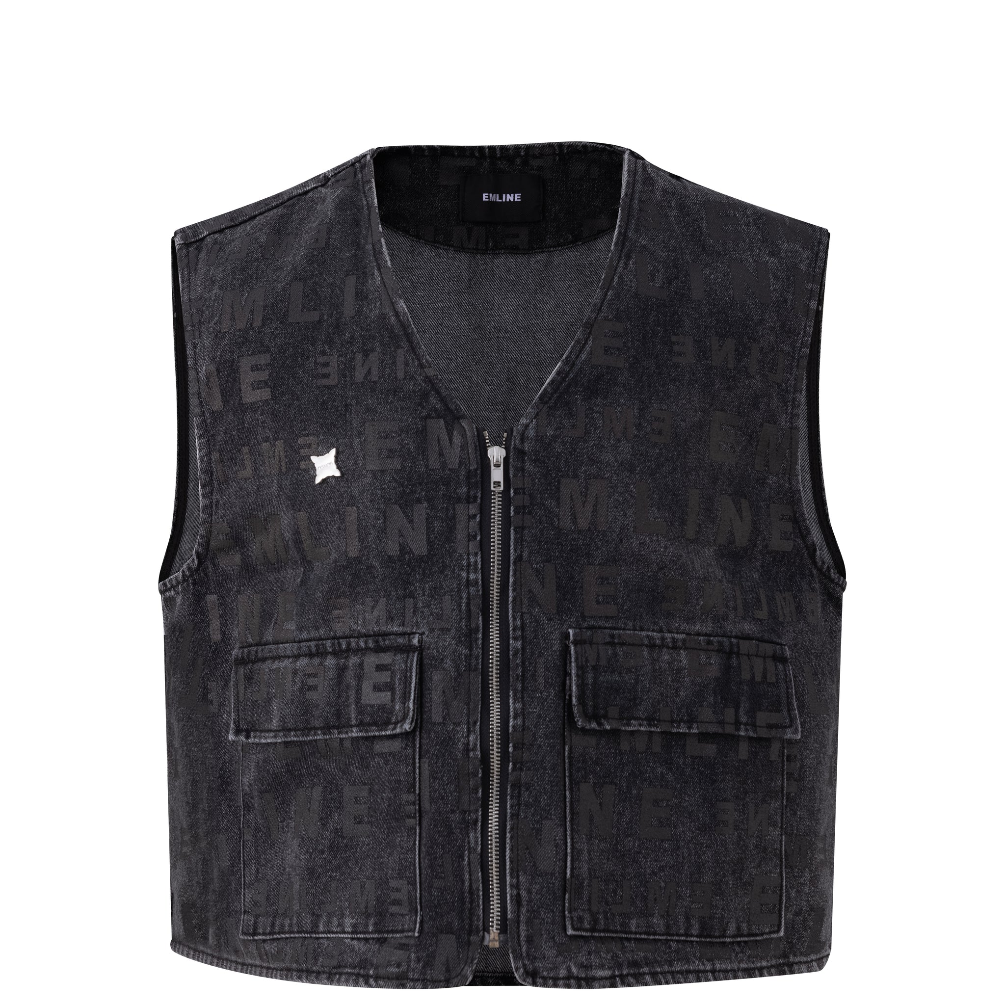 Logo Denim Vest - Black