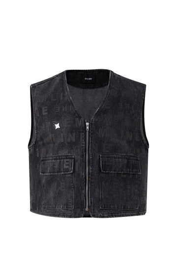 Logo Denim Vest - Black