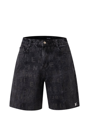 Logo Denim Shorts - Black
