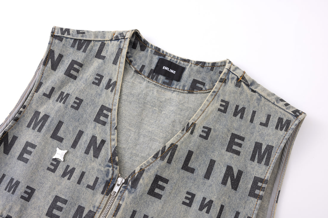 Logo Denim Vest - Apricot