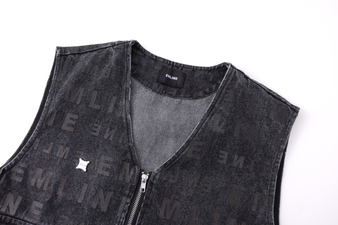 Logo Denim Vest - Black