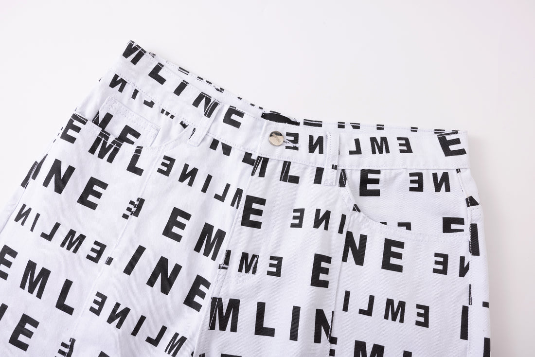 Logo Denim Shorts - White