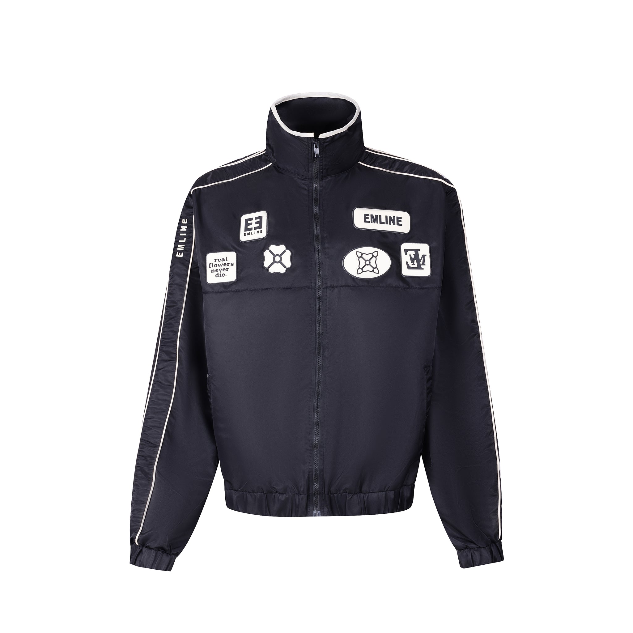 Satin Windbreaker Top - Black