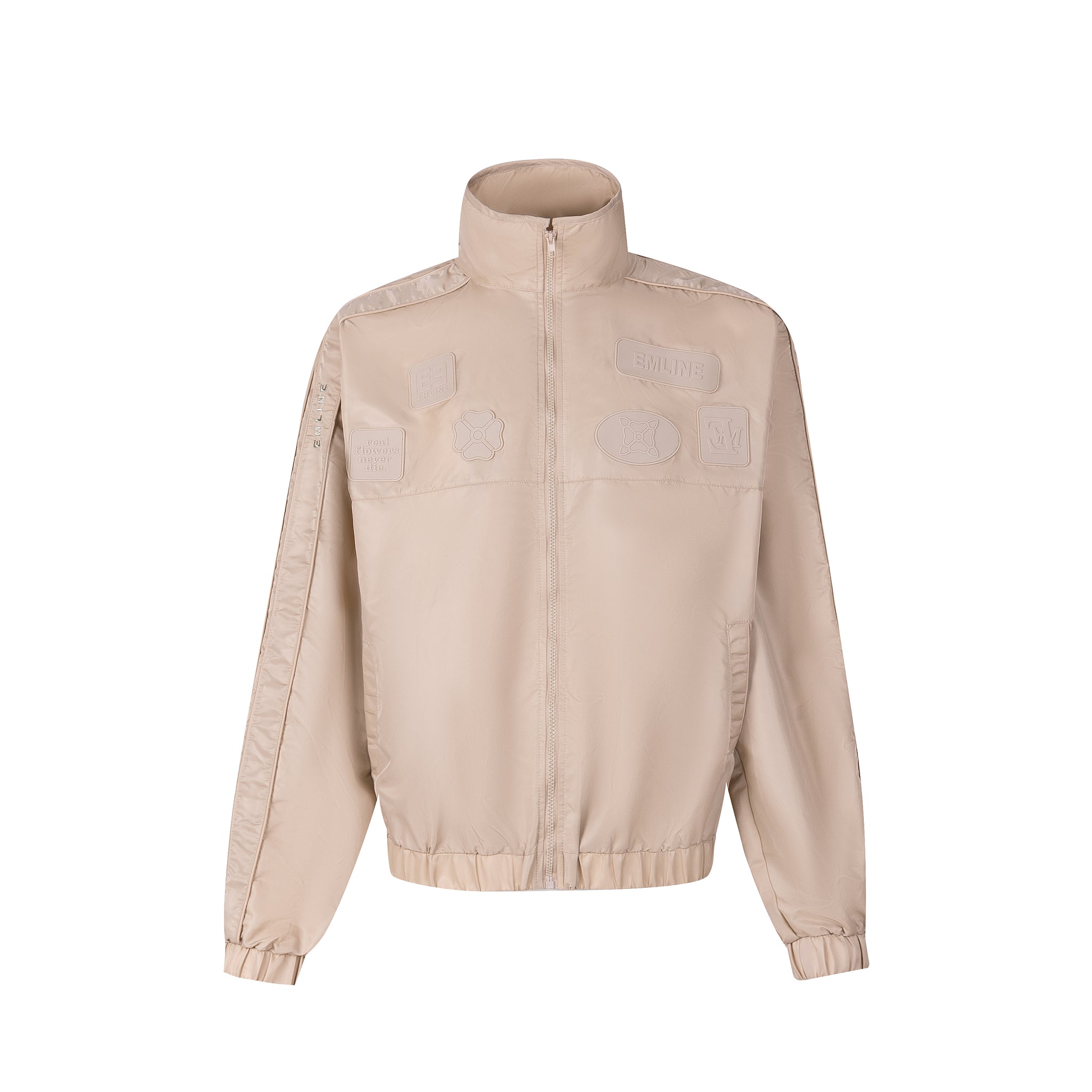 Satin Windbreaker Top - Light Khaki